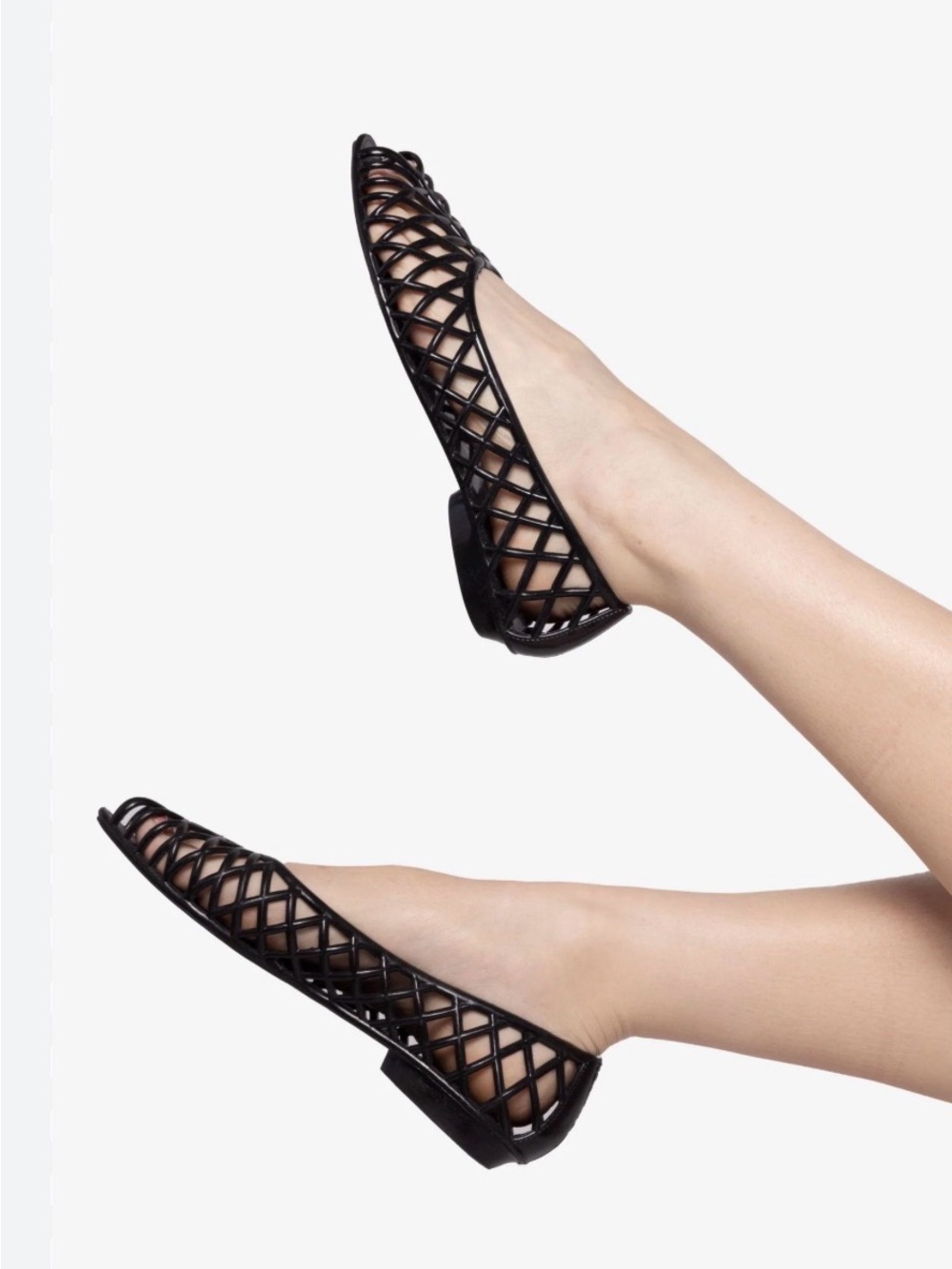 J. Crew Black Lattice Cutout Ballet Flats